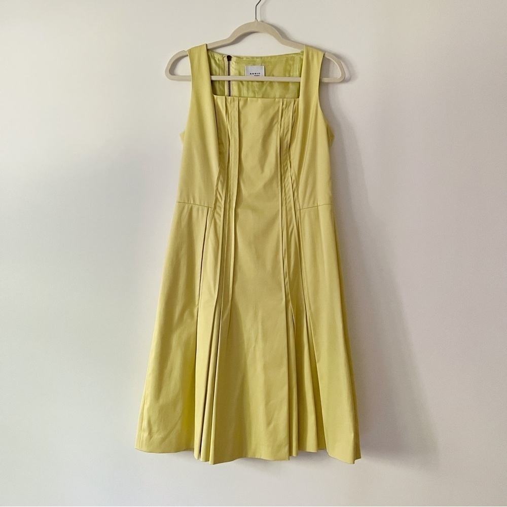 Akris Punto Pleated Yellow Lime Dress in Size 8